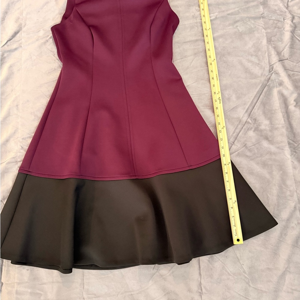 Calvin Klein Scuba Knit Fit & Flare Plum/Eggplant Colorblock Dress - Size 10 - Picture 3 of 8